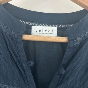 Velvet by Graham & Spencer Navy Peasant Blouse